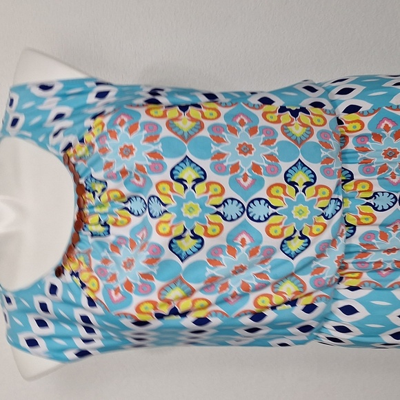 Ruby Rd. Patio Placement Printed Venezia Boho Coastal Relaxed Fit Maxi Dress-1X - Picture 5 of 14